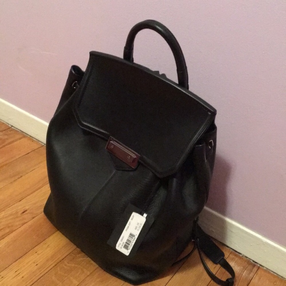 black leather alexander wang backpack